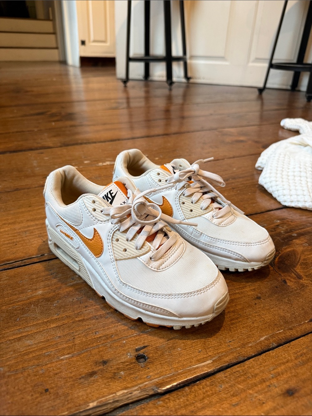 Nike AirMax Women’s White Sneakers with Orange Swoosh